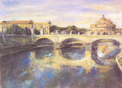 Pino Romanò: Ponte Vittorio e Castel Sant’Angelo, 2000 Olio su tela, cm 60x80
