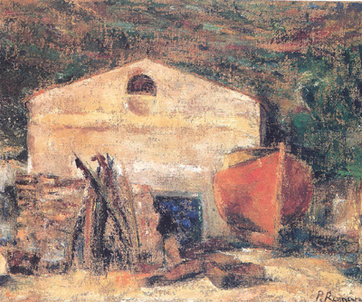 Pino Roman: Cantiere a Scilla 1978 Olio su tela cm 50x40