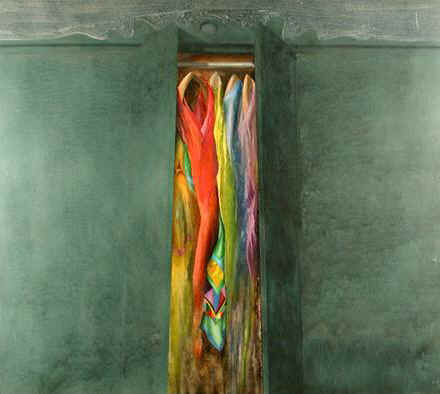 L'armadio, 1995 olio su multistrato, cm 138X156 opera di Carlo Frisardi